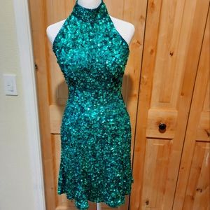 Emerald Sequin Sherri Hill Cocktail Dress 51346
